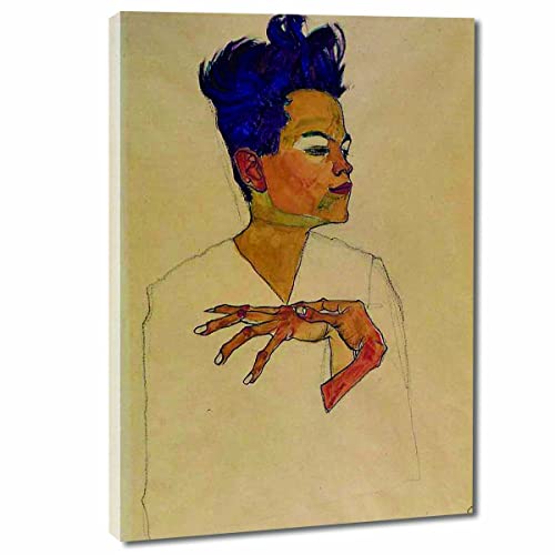 Egon Schiele Hände auf Brust Leinwandgemälde, Wandkunst, Leinwand, Poster und Drucke für Schlafzimmer und Wohnzimmer, Heimdekoration, fertig zum Aufhängen (gerahmt, 40 x 60 cm) von Ltt-Ydd-Ccl