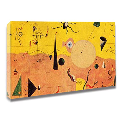 Ltt-Ydd-Ccl 3. Landschaft》Von Joan Miro abstrakte Leinwand-Wandkunst für Wohnzimmer, Heimdekoration, Büro, Schlafzimmer, Dekoration, Kunstwerk, fertig zum Aufhängen, 50 x 70 cm, gerahmt von Ltt-Ydd-Ccl
