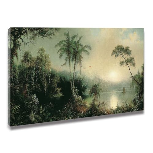 Ltt-Ydd-Ccl Martin Johnson Heade Sonnenaufgang Leinwand-Kunst, Gemälde, Bilder für Heimdekorationen, Wanddekoration, Büro, Schlafzimmer, Dekoration, fertig zum Aufhängen, gerahmt, 60 x 90 cm von Ltt-Ydd-Ccl