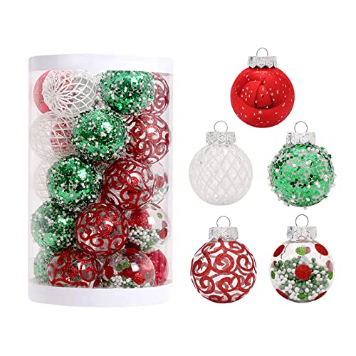 Ltwqv 25 Stück Weihnachtsbäume, Ornament-Kugeln, PET, Bemalt, 6,1 cm, Weihnachtskugel-Ornamente, Hängende Weihnachtskugel-Ornamente für Weihnachtsbaum, Festival, Hochzeit, Dekoration(25 STÜCK GRÜN) von Ltwqv