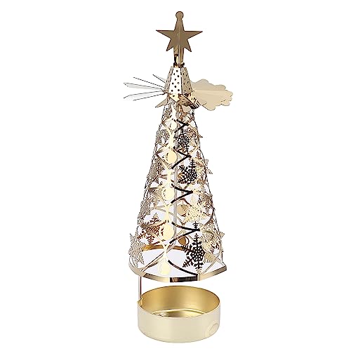 Ltwqv Weihnachtsbaum-Kerzenhalter, Drehbarer Kerzenhalter, Drehender Kerzenhalter, Weihnachts-Teelicht-Karussell-Kerzenhalter für Hochzeit, Party, Weihnachten, Festival,(Goldene Schneeflocke) von Ltwqv