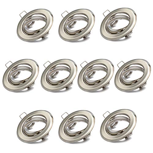 10x Einbaustrahler GU10 Set – 10 Stück Einbaurahmen in Edelstahl gebürstet Optik Inkl. GU10 Fassung für LED oder Halogen Leuchtmittel, 30° Schwenkbar, Rund 10x Einbaustrahler GU10 Set – 10 Stück Einbaurahmen in Edelstahl gebürstet Optik Inkl. GU10 Fassung für LED oder Halogen Leuchtmittel, 30° Schwenkbar, Rund von Lu-mi