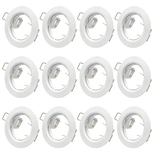 12x Einbaustrahler GU10 Set – 12 Stück Einbaurahmen Weiß Inkl. GU10 Fassung für LED oder Halogen Leuchtmittel, Rund 12x Einbaustrahler GU10 Set – 12 Stück Einbaurahmen Weiß Inkl. GU10 Fassung für LED oder Halogen Leuchtmittel, Rund von Lu-mi