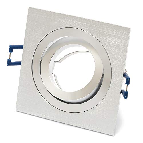 1x ALU Einbaustrahler GU10 Set – 1 Stück Aluminium Einbaurahmen Eckig in Silber gebürstet Optik Inkl. GU10 Fassung für LED oder Halogen Leuchtmittel, 30° Schwenkbar, Eckig, 230V 1x ALU Einbaustrahler GU10 Set – 1 Stück Aluminium Einbaurahmen Eckig in Silber gebürstet Optik Inkl. GU10 Fassung für LED oder Halogen Leuchtmittel, 30° Schwenkbar, Eckig, 230V von Lu-mi