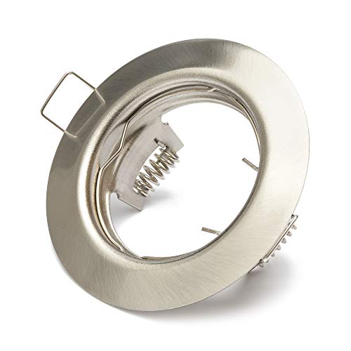 1x Einbaustrahler GU10 Set – 1 Stück Einbaurahmen in Edelstahl gebürstet Optik Inkl. GU10 Fassung für LED oder Halogen Leuchtmittel, Rund 1x Einbaustrahler GU10 Set – 1 Stück Einbaurahmen in Edelstahl gebürstet Optik Inkl. GU10 Fassung für LED oder Halogen Leuchtmittel, Rund von Lu-mi