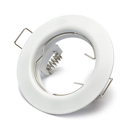 1x Einbaustrahler GU10 Set – 1 Stück Einbaurahmen Weiß Inkl. GU10 Fassung für LED oder Halogen Leuchtmittel, Rund 1x Einbaustrahler GU10 Set – 1 Stück Einbaurahmen Weiß Inkl. GU10 Fassung für LED oder Halogen Leuchtmittel, Rund von Lu-mi