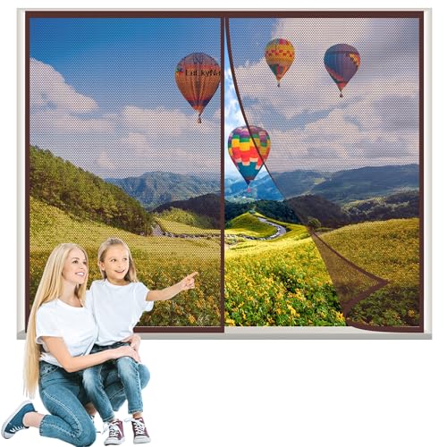 Fliegengitter Magnet Fenster Braun 110x90cm Magnet Fliegengitter Automatisch Verschließen Ohne Bohren für Fenster und Türen von LuCkyNa
