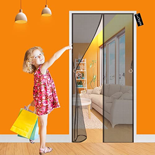 Fliegengitter Türvorhang 110 x 220 cm Insektenschutz Moskitonetz Mückengitter Fliegenschutz mit Klettband für Terassentür/Balkontür - Schwarz von LuCkyNa