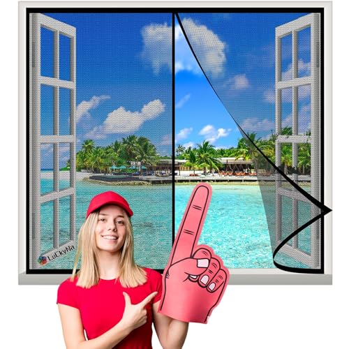 Magnet Fliegengitter Fenster Insektenschutz 135x200cm Schwarz Magnetisch Moskitonetz Automatisch schließen Kinderleichte Montage für Fenster/Türen von LuCkyNa