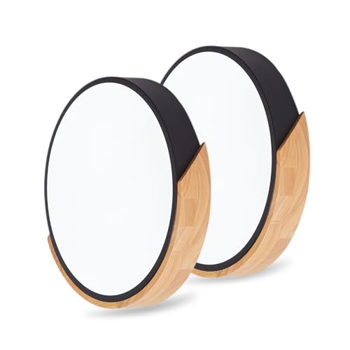 LuFun 24W lampe decke 2 Packung,Hölzerne Runde deckenlampen,Ø30cm deckenleuchte led,Schwarz led deckenlampe Für Büro Wohnzimmer Schlafzimmer,küchenlampe deckenleuchte Kühles weißes Licht 6000k von LuFun