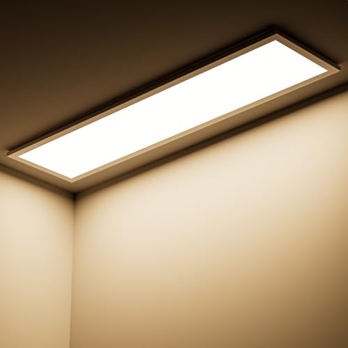 Deckenlampe LED Deckenleuchte, 36W 3600LM LED Panel Flach 100x25cm Rechteckige Neutralweiß 4000K mit Backlight für Schlafzimmer Wohnzimmer Küche Weiß von LuJasi