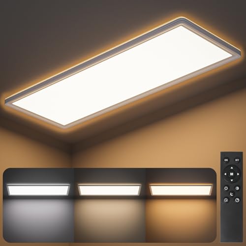 LED Deckenleuchte Dimmbar, LED Panel Flach 58x20x2.5cm, Deckenlampe mit Fernbedienung 3000-6500K Rechteckige für Schlafzimmer Wohnzimmer Küche LED Deckenleuchte Dimmbar, LED Panel Flach 58x20x2.5cm, Deckenlampe mit Fernbedienung 3000-6500K Rechteckige für Schlafzimmer Wohnzimmer Küche von LuJasi