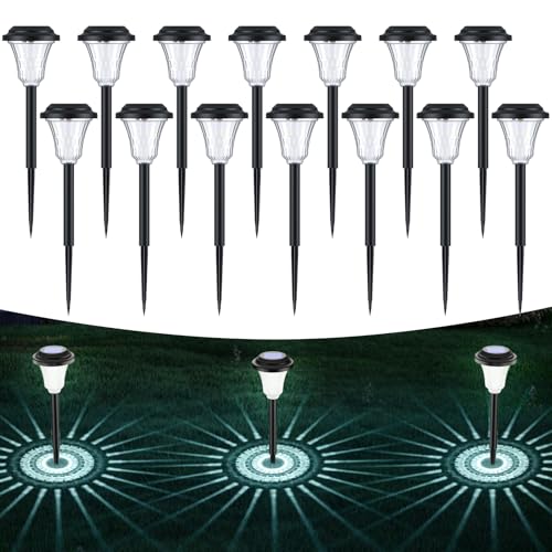 LuJasi Solarlampen für Außen Garten 14 Stück, Solarleuchten Garten IP65 Wasserdicht mit schönen Projektionen für außen, Terrasse, Rasen, Garten, Hof, Wege von LuJasi