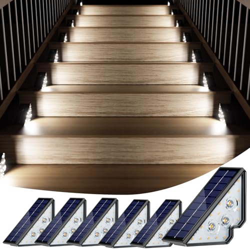 Solarlampen für Außen Garten, 800mAh Treppenbeleuchtung Außen Solar Bodenleuchten Aussen für Innenhöfe Dekoration Terrasse Zaun Pathway Stufen Treppen LED IP67 18 LED Kaltes Licht 6 Stück Solarlampen für Außen Garten, 800mAh Treppenbeleuchtung Außen Solar Bodenleuchten Aussen für Innenhöfe Dekoration Terrasse Zaun Pathway Stufen Treppen LED IP67 18 LED Kaltes Licht 6 Stück von LuJasi