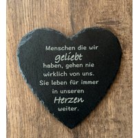 Individuelles Trauerherz/Personalisierter Grableger Grabstein Mit Spruch Und Namen Für Beerdigungen Grabschmuck Herzform Aus Schiefer von LuKoLaser