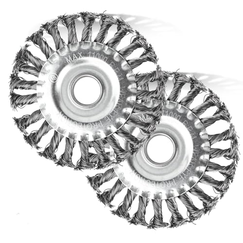 2 Stück Rundbürsten Set, Ø125x22 mm Drahtbürste Winkelschleifer,Scheibenbürste, Zopfrundbürste, Stahlbürste Stahldraht mit gezopften Drahtborsten für Winkelschleifer Bohrmaschine von LuLuxinxin