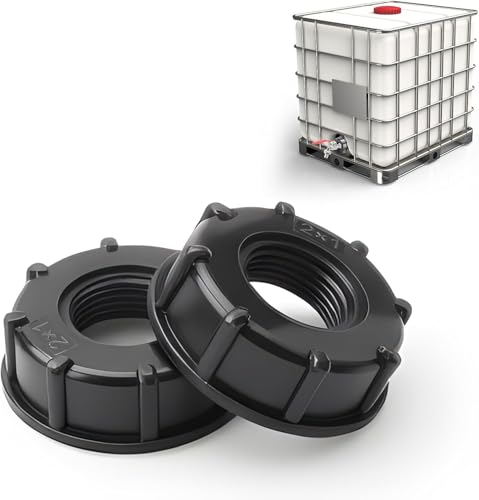 2 StückIBC Adapter Kappe, IBC Adapter 1 Zoll Innengewinde, Kunststoff IBC Tank Auslaufhahn Deckel S60x6 Zubehör Für 1000l Wassertank Container 1"(Schwarz) von LuLuxinxin