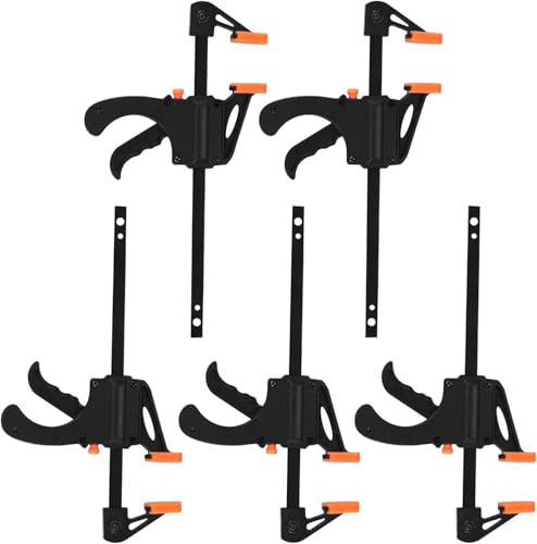 5 Stk Einhandzwingen Set, Schnellspannzwinge, 4 Zoll Schraubzwingen F Klemmen, Schnellspannzwingen, Woodworking Ratschenzwinge für Holzarbeiten, handgefertigtes Handwerk, Heimwerken von LuLuxinxin