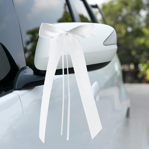 50 Stk Autoschleifen Hochzeit Autoschmuck Hochzeit Deko Auto, weiß Schleifen, Hochzeitsschleifen fürs Auto Schleifen für Hochzeitsdeko Autos Wedding Antennenschleifen Geschenkschleifen Dekoration von LuLuxinxin