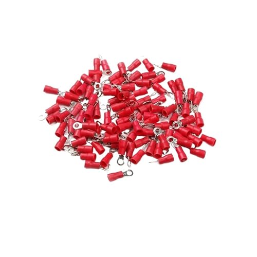 Beanspruchungsklemmen Kreisverbindung Packung mit 100 roten RV1.25 M3-M8 Ringgabel-isolierten Crimp-Anschlussklemmen 22-16AWG(RV1.25-5) von LuMOUzhou