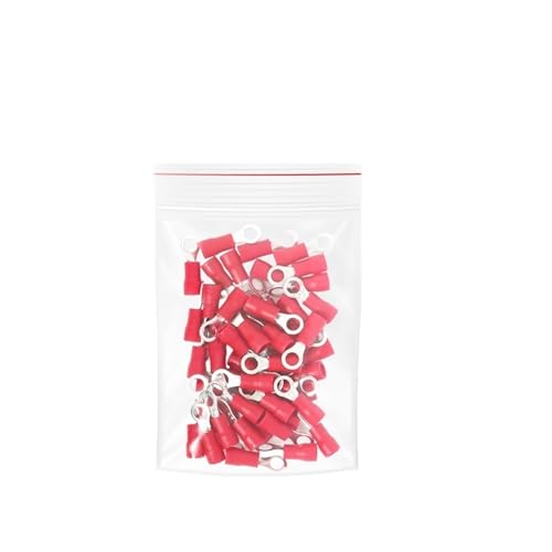 Beanspruchungsklemmen Kreisverbindung Ring Gabel Crimp Terminals Messing PVC isoliert rot 50 Stück mehrere Größen(RV1.25-5s) von LuMOUzhou