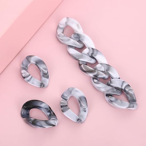 LuMOUzhou Acrylöffnung Schnellanschluss Acryl-Verbindungsringe, Mehrfarbig, 24 x 17 mm, 100 Stück, for die Herstellung von DIY-Schmuckketten(White and Black) von LuMOUzhou