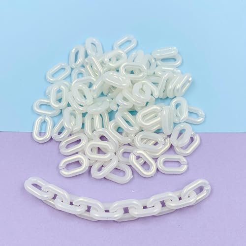 LuMOUzhou Acrylöffnung Schnellanschluss Acryl-Verbindungsringe 9 x 14 mm, 200 Stück, oval, U-Form, Mehrfarbig, for DIY-Projekte(White) von LuMOUzhou