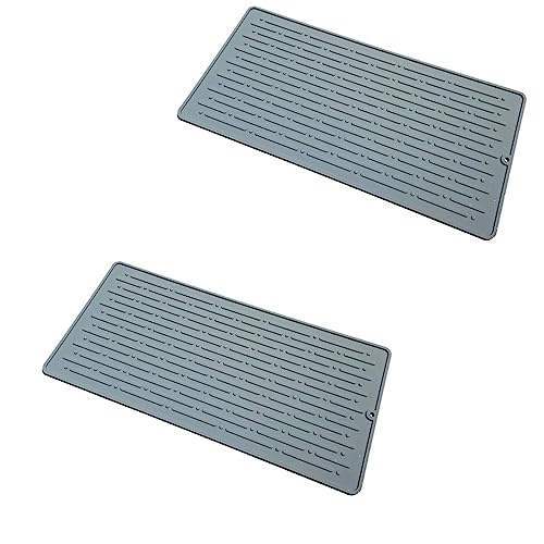 LuMOUzhou Tisch Tischkissen Silikon-Abtropfmatte mit Drainage und Hitzebeständigkeit, 2 Stück, Mehrfarbig(M Gray) von LuMOUzhou