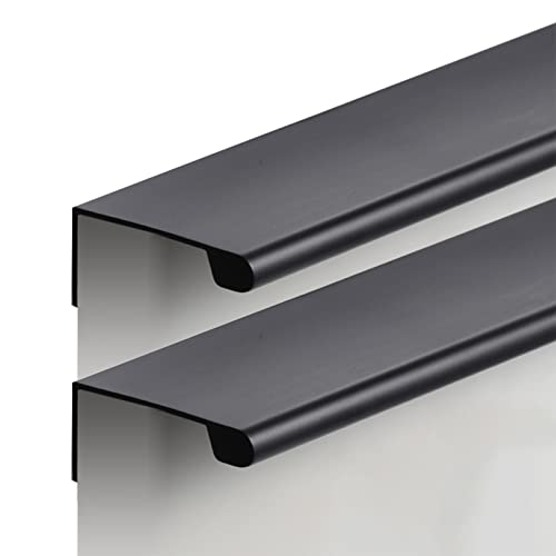 LuMOUzhou Versteckte eingebettete Türgriffe Versenkte Taschentürgriffe, Aluminiumlegierung, Schwarz, mehrere Längen, 2er-Pack(Length 1000mm) von LuMOUzhou