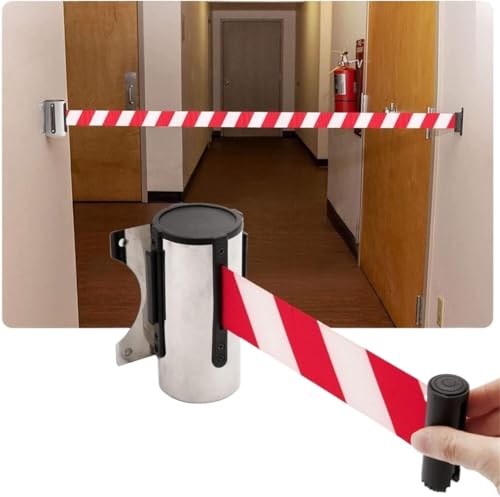 LuMOUzhou Wandmontierbare Warteschlangenblockband Wandhalterung Einziehbare Warteschlangen-Gurt-Absperrung zur Kontrolle der Menschenmenge Multicolor 2-5m(300Cm) von LuMOUzhou
