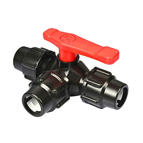 LuMOUzhou Wasserhahnverbindung Isolationsventil Dreiwege-T-Typ-PE-Ventilanschluss for Gartenhahn/Gartenrohr, mehrere Größen, Schwarz/Blau(Black,32mm) von LuMOUzhou