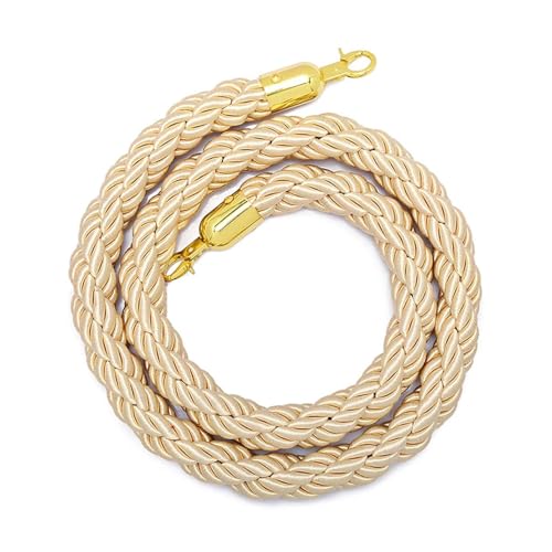 Massenkontrolle Säule Barriere Seil Absperrseil for Menschenmengen mit goldenem Haken, geflochtener Hanf, mehrfarbig, 0,9–3,0 m(Beige,2.5m) von LuMOUzhou