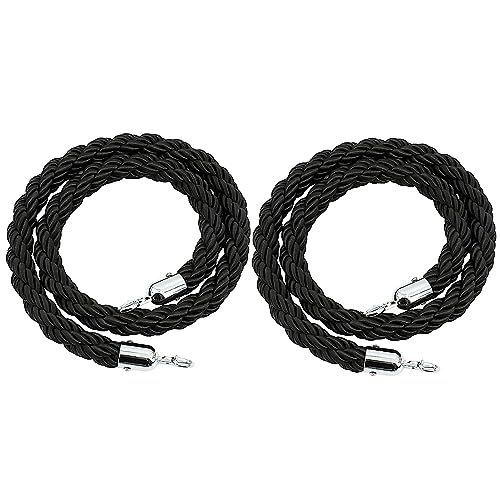 Massenkontrolle Säule Barriere Seil Absperrseil mit Haken, 2er-Pack, Schwarz, mehrere Größen(4.9ft/150cm) von LuMOUzhou