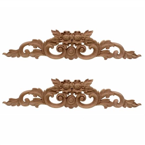 Massivholz geschnitzte Eckenpflaster Holz geschnitzte Onlay-Applikation, 2er-Pack, Gummibaumholz, 45,7 x 9,9 cm, Möbel Massivholz geschnitzte Eckenpflaster Holz geschnitzte Onlay-Applikation, 2er-Pack, Gummibaumholz, 45,7 x 9,9 cm, Möbel von LuMOUzhou