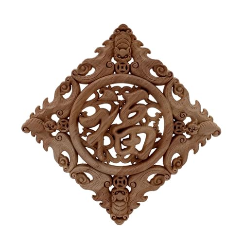 Massivholz geschnitzte Eckenpflaster Holz geschnitzte Onlay-Applikation, chinesisches Quadrat mit Fu-Zeichen for Möbel, 20 cm Massivholz geschnitzte Eckenpflaster Holz geschnitzte Onlay-Applikation, chinesisches Quadrat mit Fu-Zeichen for Möbel, 20 cm von LuMOUzhou