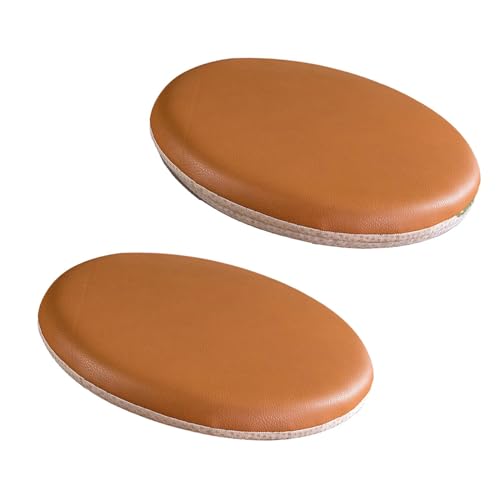 Runde Hockerkissen for den Außenbereich, Sitzpolster aus Leder for Esszimmerstühle, 2er-Pack(Light Brown,35cm) von LuMOUzhou