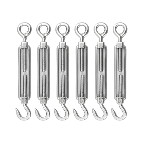 Schraube Schraube Stahl Spannung 304 Edelstahl Drahtseil Spannschloss Spanner Silber M4-M6 Pack Von 6 Oder 10 Pcs(M6,6pcs) von LuMOUzhou