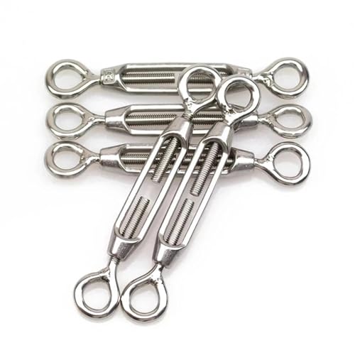 Schraube Schraube Stahl Spannung Verstellbares Augenauge Drahtseil Spannschloss 304 Edelstahl Silber M4 M5 M6 Packung mit 2(M4,One Size) von LuMOUzhou