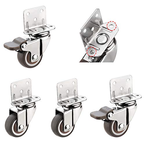 Schweres Drehrad Packung mit 4 Lenkrollen mit Bremse, L-förmige Halterung, TPE-Gummi, 25–50 mm, for Möbel(38mm) von LuMOUzhou