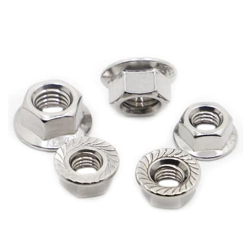 Sechseck-Mutter Vollmutter 6923 SS304 Flansch- und Klemmsicherungsmutter, gezähnter Spinlock-Sechskant, 95er-Pack, mehrere Größen(M3 20pcs) von LuMOUzhou