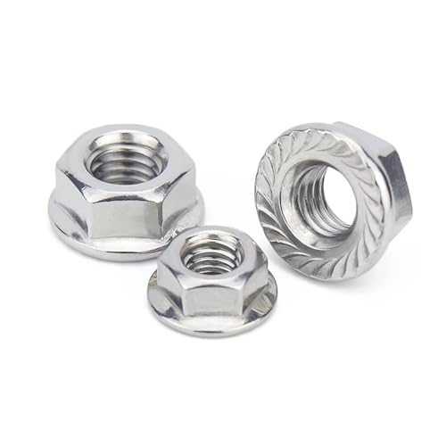 Sechseck-Mutter Vollmutter 6923 Sechskant-Spinlock-Flansch-Sicherungsmutter, mehrfarbig, mehrere Größen(304 Stainless Steel,M10 (10pcs)) von LuMOUzhou