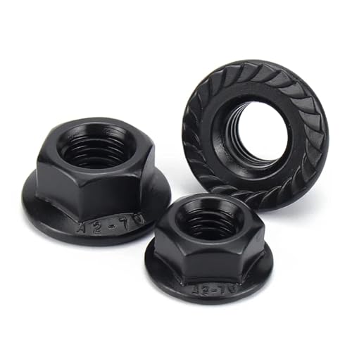 Sechseck-Mutter Vollmutter 6923 Sechskant-Spinlock-Flansch-Sicherungsmutter, mehrfarbig, mehrere Größen(Black 304 Stainless,M14 (2pcs)) von LuMOUzhou