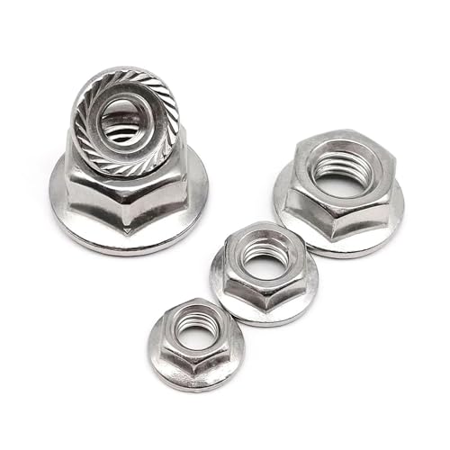 Sechseck-Mutter Vollmutter Flanschklemmung Sechskant-Sicherungsmutter M3-M12 316 A4-70 Edelstahl 6923 Packung mit 86 Stück(10pcs M8) von LuMOUzhou