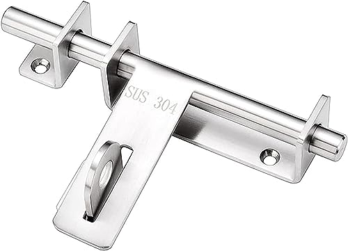 Türschlossriegel, Schiebetürschloss, Laufriegel aus massivem Hochleistungsstahl, Schieberiegelschloss mit gebürsteter Oberfläche for Türen und Fenster, Schieberiegel (Silber). von LuMOUzhou