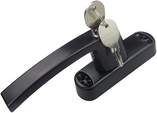 Universal Fenster Fenstergriff Alu mit Schlüsselschloss, multicolor, 27-57mm(Svart,The length of the fork is 57mm) von LuMOUzhou