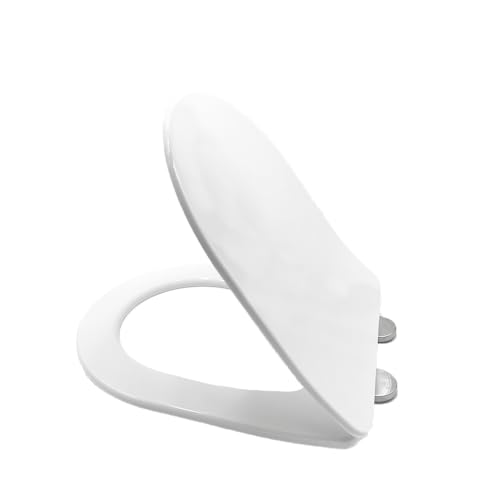 Weich geschlossener Toilettensitz. D-förmiger Toilettensitz mit Absenkautomatik, weiß, 418 x 361 x 47 mm von LuMOUzhou