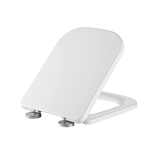Weich geschlossener Toilettensitz. Toilettensitz mit Absenkautomatik, quadratisch, weiß, UreaFormaldehyd, mehrere Größen von LuMOUzhou