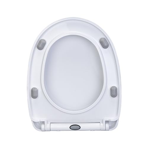 Weich geschlossener Toilettensitz. Toilettensitz mit Absenkautomatik, weiß, D-Form, verstellbares Scharnier und Schnellverschluss, mehrere Größen(34 * 42cm) von LuMOUzhou