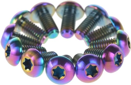 sechseckige Schrauben in Flanschkopfschrauben M5 Innensechskant-Halbrundschrauben, 12 Stück, mehrfarbig, for Fahrrad-Scheibenbremse (10–12) mm(Rainbow,M5 12mm) von LuMOUzhou