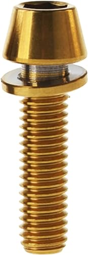 sechseckige Schrauben in Flanschkopfschrauben Titan-Innensechskantschrauben mit Unterlegscheibe, M5 x 16–20 mm, mehrfarbig, 24 Stück(Gold,M5X18mm 6 Pcs) von LuMOUzhou